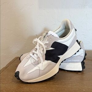 New Balance 327 Cream and Black Sneakers